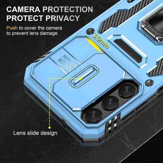 For Samsung Galaxy A34 Armor PC + TPU Camera Shield Phone Case(Light Blue) - 5