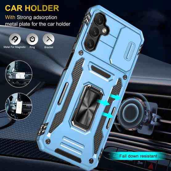 For Samsung Galaxy A34 Armor PC + TPU Camera Shield Phone Case(Light Blue) - 6
