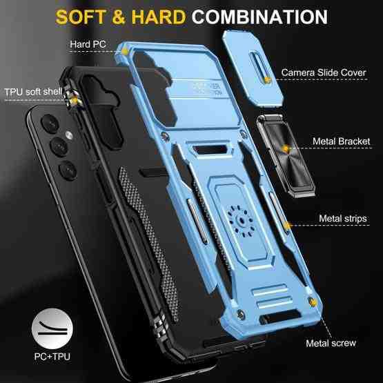 For Samsung Galaxy A34 Armor PC + TPU Camera Shield Phone Case(Light Blue) - 7