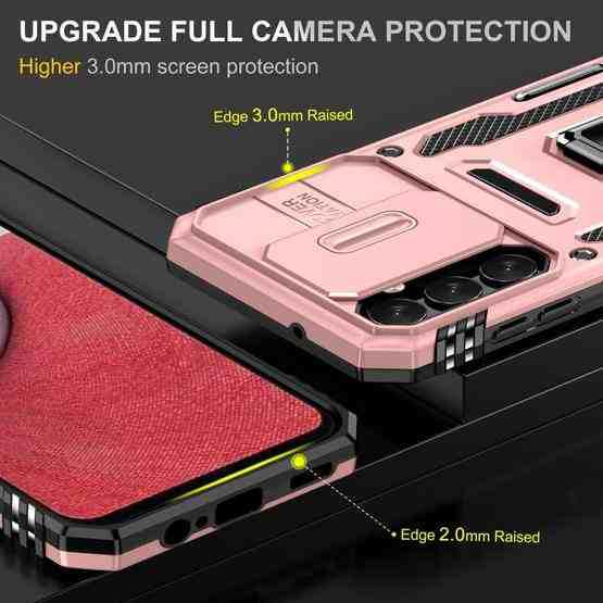 For Samsung Galaxy A34 Armor PC + TPU Camera Shield Phone Case(Rose Gold) - 3