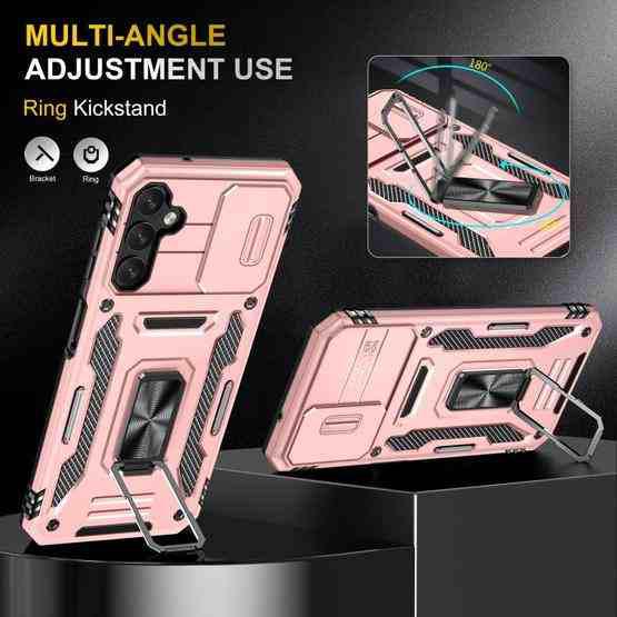 For Samsung Galaxy A34 Armor PC + TPU Camera Shield Phone Case(Rose Gold) - 4