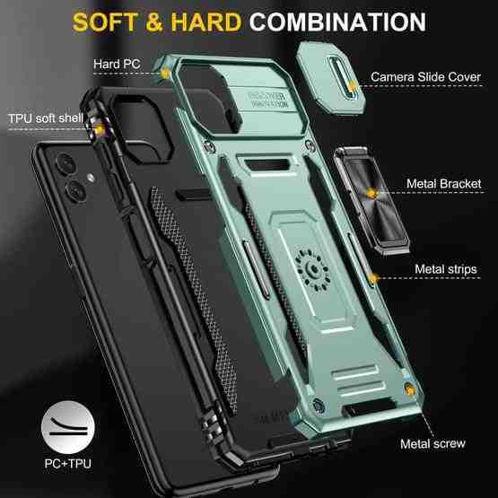 For Samsung Galaxy M13 5G / A04 Armor PC + TPU Camera Shield Phone Case(Alpine Green) - 7