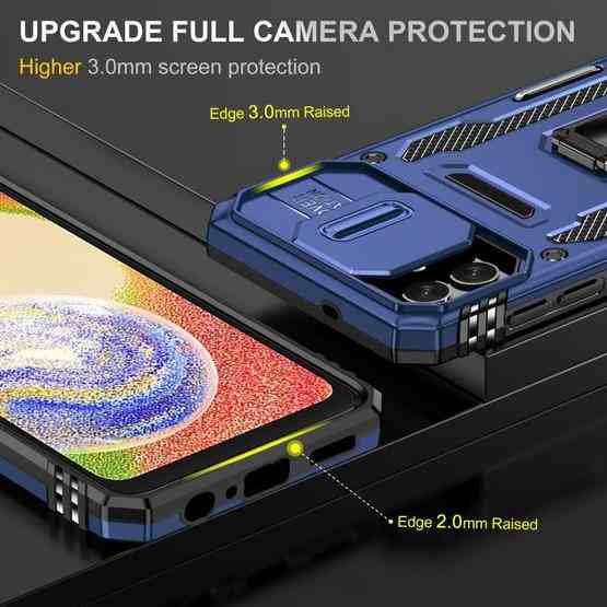 For Samsung Galaxy M13 5G / A04 Armor PC + TPU Camera Shield Phone Case(Navy Blue) - 3