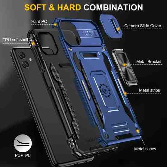 For Samsung Galaxy M13 5G / A04 Armor PC + TPU Camera Shield Phone Case(Navy Blue) - 7