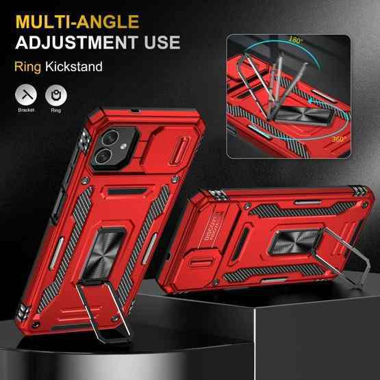For Samsung Galaxy M13 5G / A04 Armor PC + TPU Camera Shield Phone Case(Red) - 4