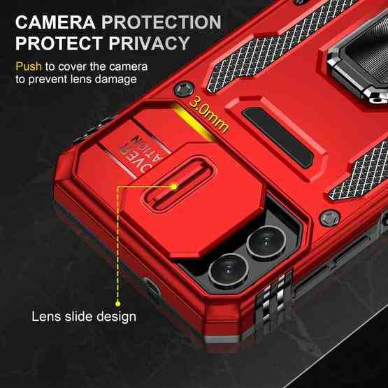 For Samsung Galaxy M13 5G / A04 Armor PC + TPU Camera Shield Phone Case(Red) - 5