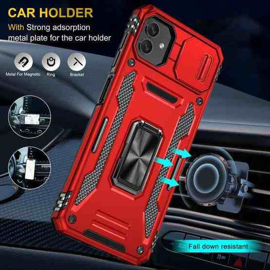 For Samsung Galaxy M13 5G / A04 Armor PC + TPU Camera Shield Phone Case(Red) - 6