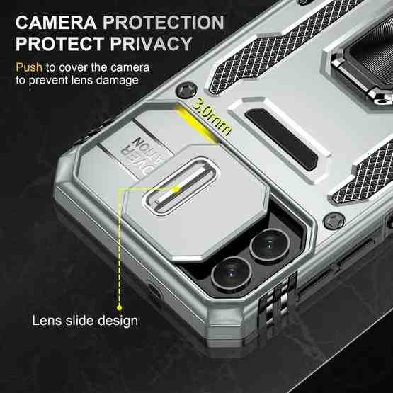 For Samsung Galaxy M13 5G / A04 Armor PC + TPU Camera Shield Phone Case(Grey) - 5