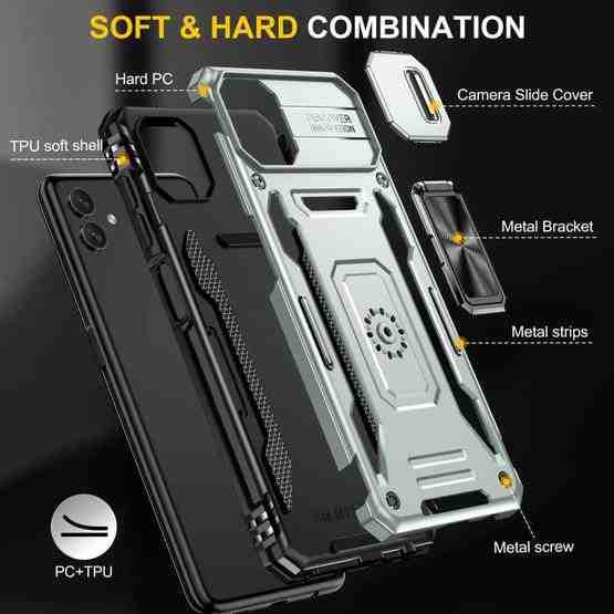 For Samsung Galaxy M13 5G / A04 Armor PC + TPU Camera Shield Phone Case(Grey) - 7