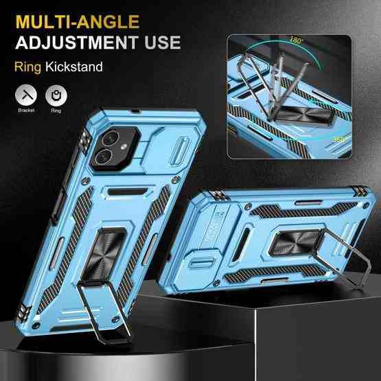 For Samsung Galaxy M13 5G / A04 Armor PC + TPU Camera Shield Phone Case(Light Blue) - 4