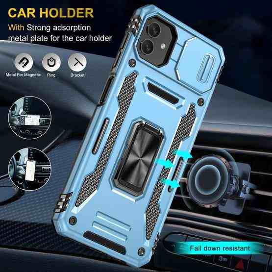 For Samsung Galaxy M13 5G / A04 Armor PC + TPU Camera Shield Phone Case(Light Blue) - 6
