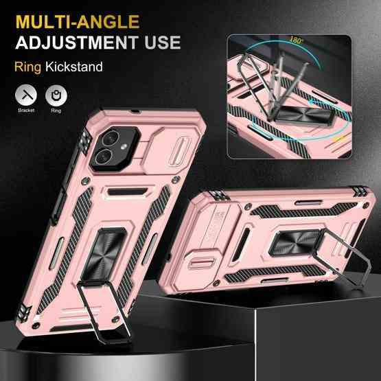 For Samsung Galaxy M13 5G / A04 Armor PC + TPU Camera Shield Phone Case(Rose Gold) - 4