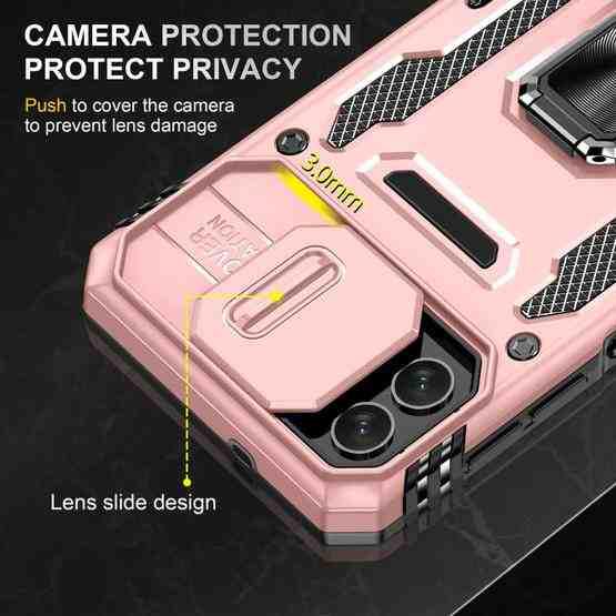 For Samsung Galaxy M13 5G / A04 Armor PC + TPU Camera Shield Phone Case(Rose Gold) - 5