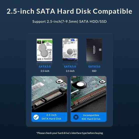 ORICO ORICO-2526U3-V1 2.5 inch USB 3.0 Micro-B Hard Drive Enclosure External Storage Case(Black) - 7