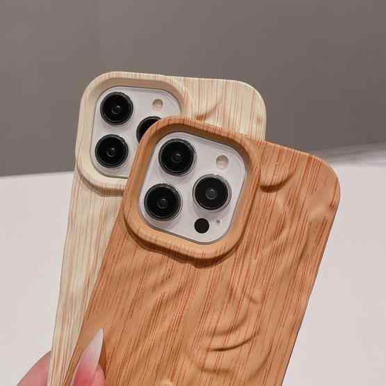 For iPhone 13 Pleated Wood Grain TPU Phone Case(Light Brown) - 4