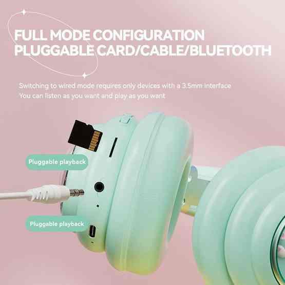 T&G KE-30 RGB Head Mounted Wireless Bluetooth Headset(Pink) - 5