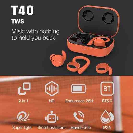 T&G T40 TWS IPX6 Waterproof Hanging Ear Wireless Bluetooth Earphones with Charging Box(Pink) - 2