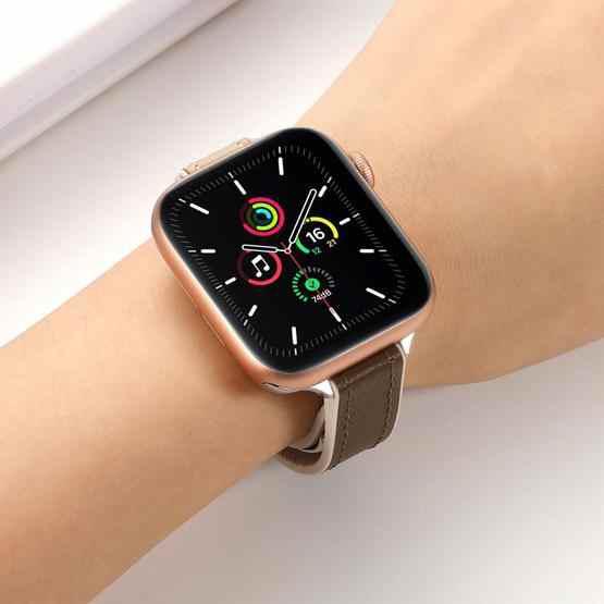 For Apple Watch Series 8 41mm Magnetic Folding Leather Silicone Watch Band(Apricot) - 5