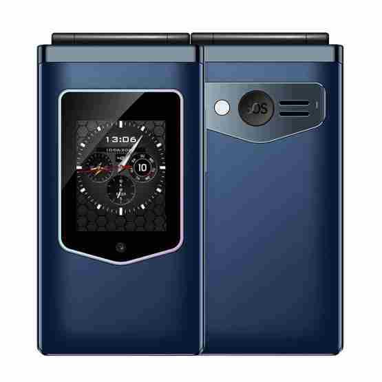 HAMTOD T8 4G Flip Phone, EU Version, 2.8 inch + 1.77 inch, VoLTE, BT, SOS, OTG(Navy Blue) - 1