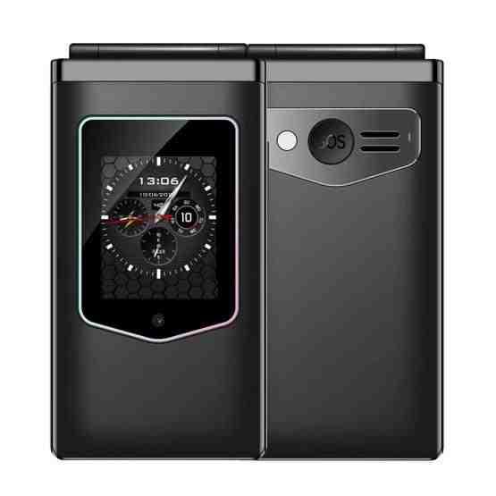 HAMTOD T8 4G Flip Phone, US Version, 2.8 inch + 1.77 inch, VoLTE, BT, SOS, OTG(Black) - 1