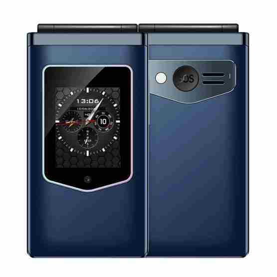 HAMTOD T8 4G Flip Phone, US Version, 2.8 inch + 1.77 inch, VoLTE, BT, SOS, OTG(Navy Blue) - 1