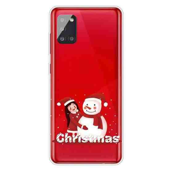 For Samsung Galaxy A31 Christmas Series Clear Tpu Protective Case Girl Snowman Flutter Shopping Universe