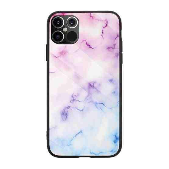 Marble Pattern Glass Protective Case For Iphone 12 Pro Max Pink Purple Flutter Shopping Universe