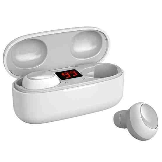 WK V5 TWS 9D Stereo Sound Effects Bluetooth 5.0 Touch Wireless Bluetooth Earphone with LED Power Display & Charging Box, Support Calls(White) - 1