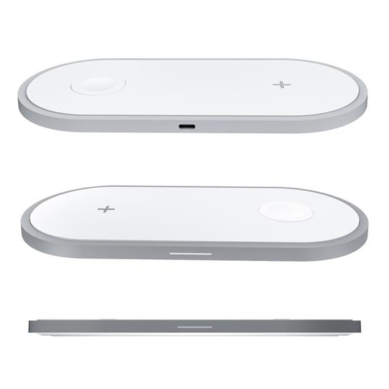 W32 2 in 1 QI Standard Dual Charge Wireless Charger for QI Standard Mobile Phone & iWatch(White) - 3