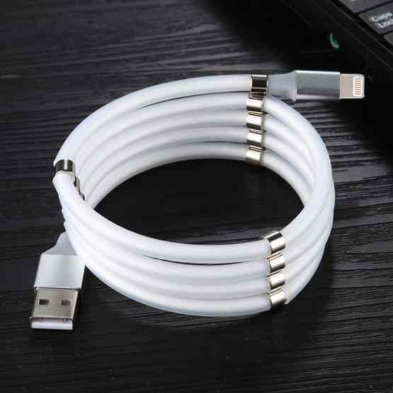 2A USB to 8 Pin Luminous Magnetic Attraction Data Cable, Length: 1m(White) - 3