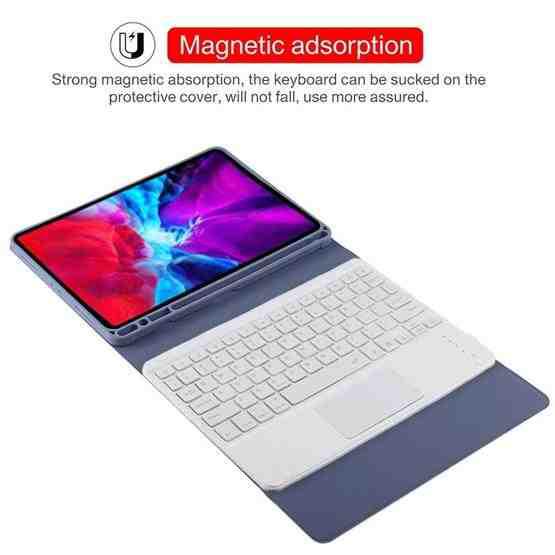 TG11BCS Detachable Bluetooth White Keyboard Microfiber Leather Tablet Case for iPad Pro 11 inch (2020), with Backlight & Touchpad & Pen Slot & Holder (Purple) - 8