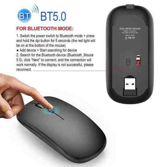 Color : White M90 2.4GHz Ultrathin Mute Rechargeable Dual Mode Wireless Bluetooth Notebook PC Mouse