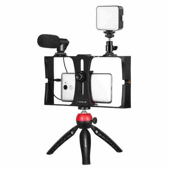 HTC PULUZ Live Broadcast Smartphone Video Rig Filmmaking Recording Handle Stabilizer Bracket for iPhone and Other Smartphones Galaxy Red LG Huawei Google Xiaomi