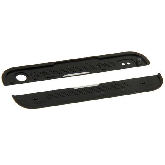 Front Upper Top + Lower Bottom Glass Lens Cover & Adhesive for HTC One / M7(Black) - 5