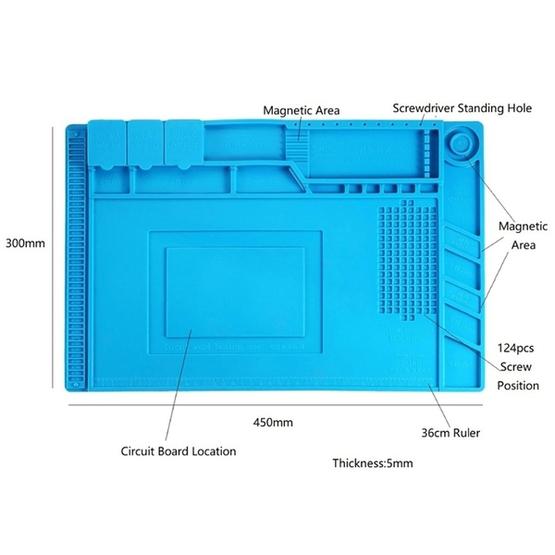 BEST-S-160 Heat-resistant BGA Soldering Station Silicone Heat Gun Insulation Pad Repair Tools Maintenance Platform Desk Mat(Blue) - 5