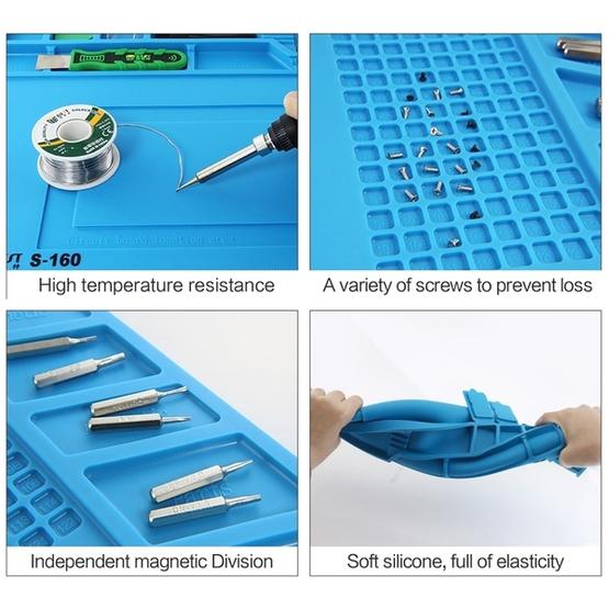 BEST-S-160 Heat-resistant BGA Soldering Station Silicone Heat Gun Insulation Pad Repair Tools Maintenance Platform Desk Mat(Blue) - 7