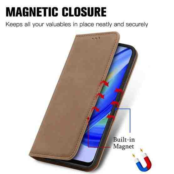 For OPPO A95 5G Retro Skin Feel Magnetic Horizontal Flip Leather Phone Case(Brown) - 5