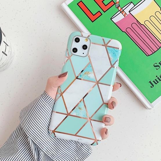 For Iphone 11 Pro Plating Colorful Geometric Pattern Mosaic Marble Tpu Mobile Phone Case Green Pj2 Flutter Shopping Universe