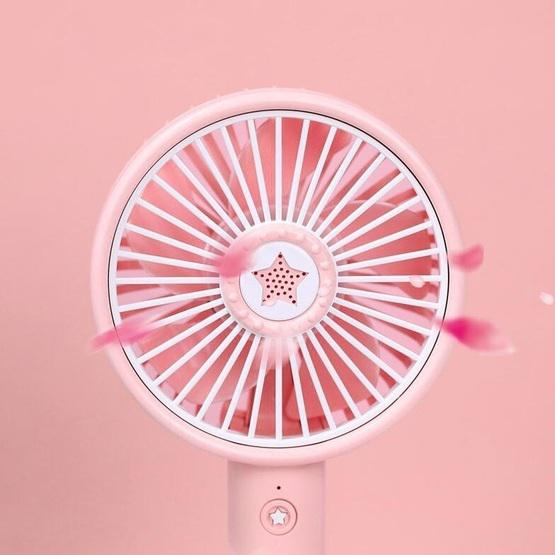 SPE969 Portable Handheld Cooling USB Fan Rechargeable Electric Cute Bear Design Colorful LED Mini Fan Pink 