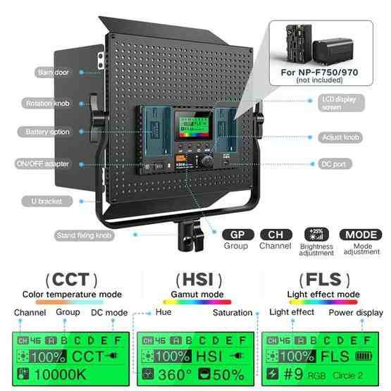 Pixel K80RGB Full Color Photography Fill Light High Brightness Panel Lamp With LCD Display(A Set+UK Plug Adapter) - 13