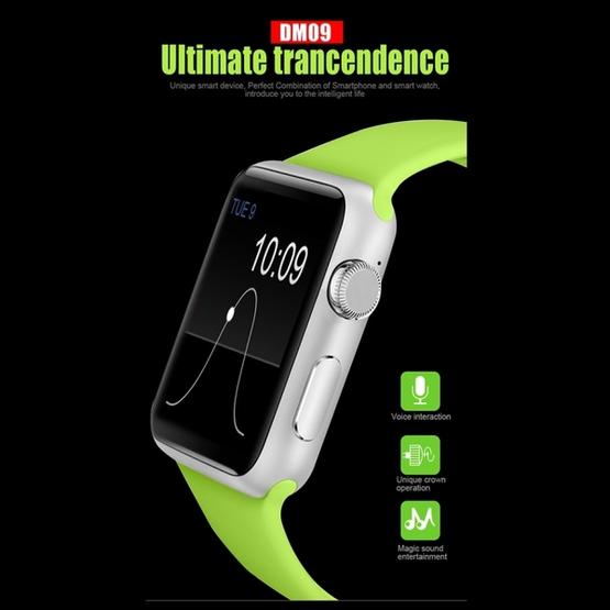 DOMINO DM09 1.54 inch IPS Full View Full Fitting Capacitive Touch Screen MTK2502C-ARM7 Bluetooth 4.0 Smart Watch Phone, Support GSM / Smart Knob / Raise to Bright Screen / Flip Hand to Switch Interface / 3D Acceleration / Pedometer Analysis / Sedentary Reminder / Sleep Monitor / Anti-lost / Remote Camera, 128MB+64MB(Green) - 24