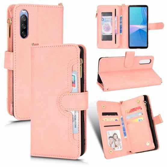 For Sony Xperia Iii Litchi Texture Zipper Leather Phone Case Pink