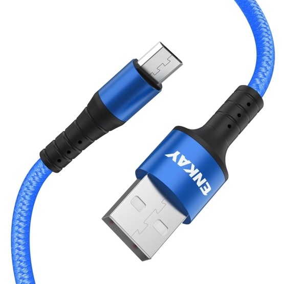 JIANGNIUS Cable ENK-CB302 Nylon Weaving USB to Micro USB Data Transfer Charging Cable Color : Blue Blue 